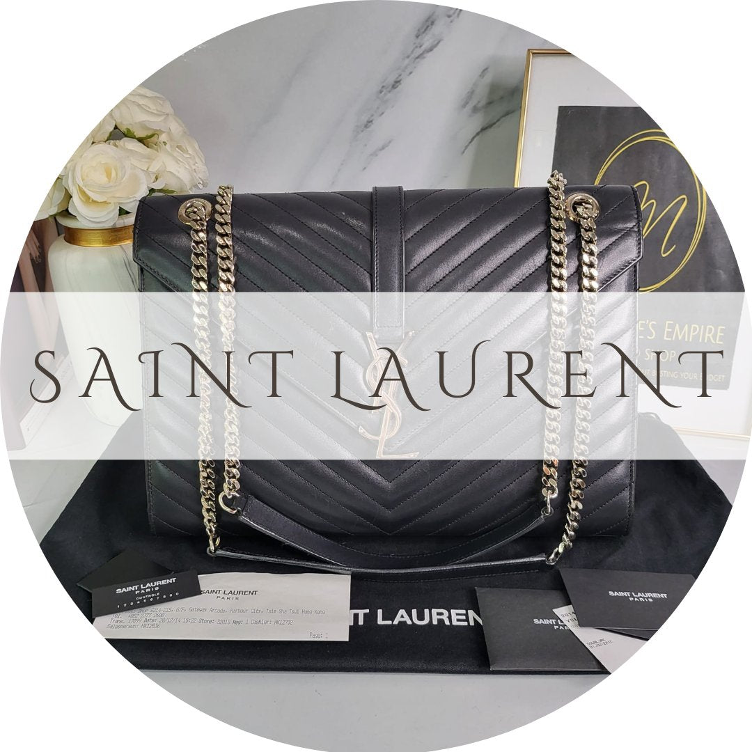 Saint Laurent 360452 Monogram Chain Wallet in Matelasse Leather Black  2017(Gold Hardware)