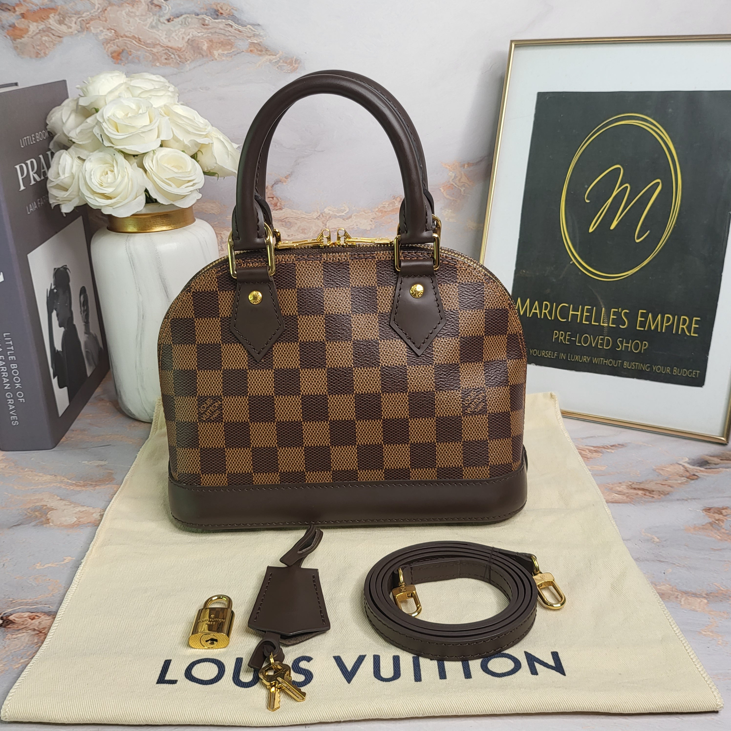 Buy Pre-Owned Luxury Louis Vuitton Damier Ebene BB Alma Handbag