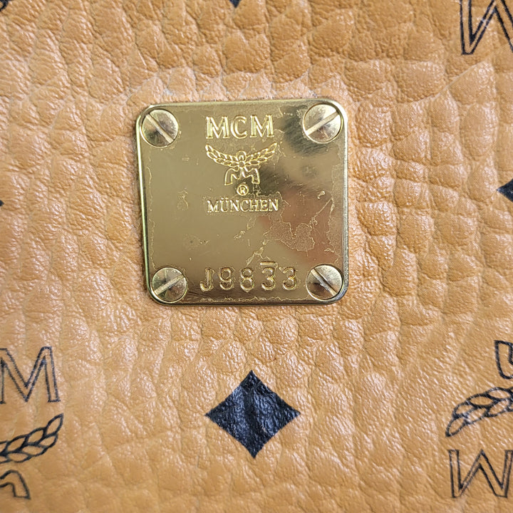 MCM Heritage Cognac Drawstring Bucket Bag