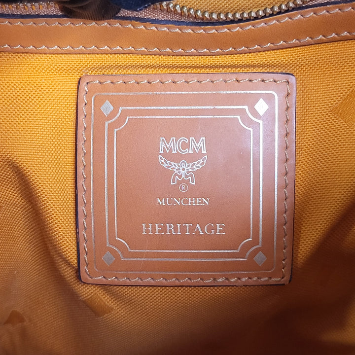 MCM Heritage Cognac Drawstring Bucket Bag
