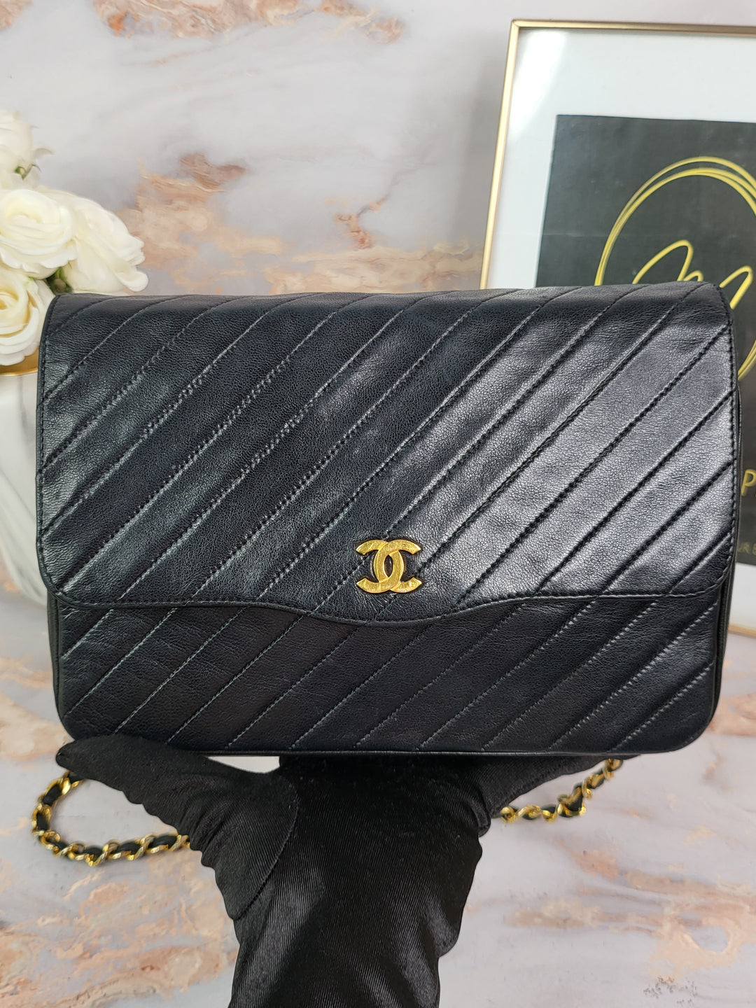 Chanel Lambskin Chevron Single Flap Bag