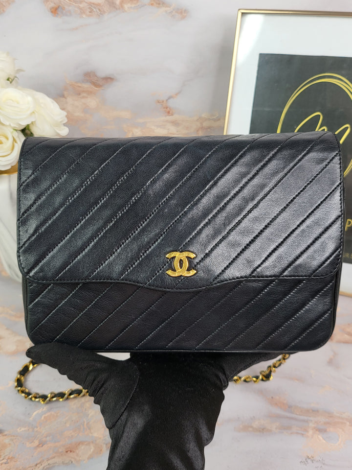 Chanel Lambskin Chevron Single Flap Bag