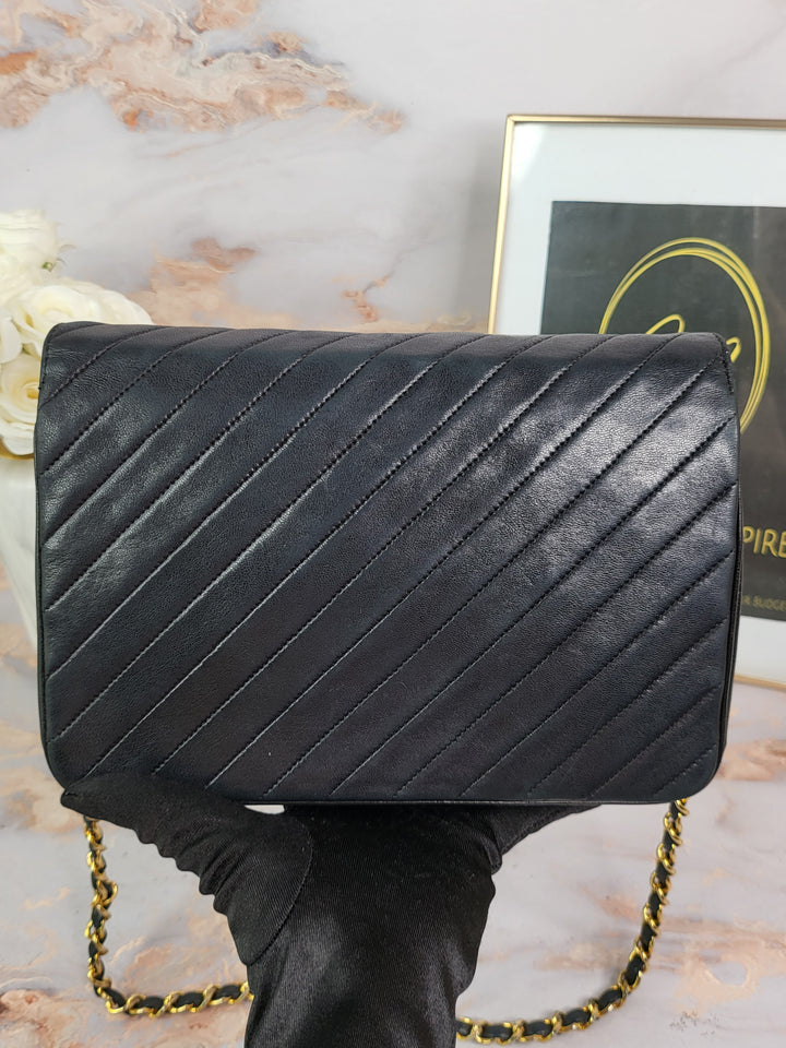 Chanel Lambskin Chevron Single Flap Bag