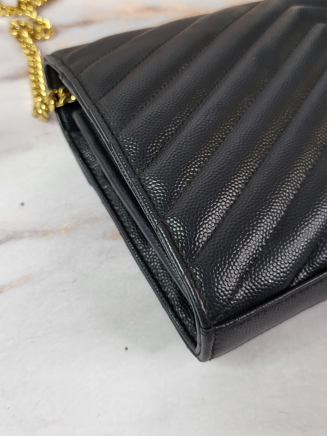 Saint Laurent Grained Cassandre Chain Bag