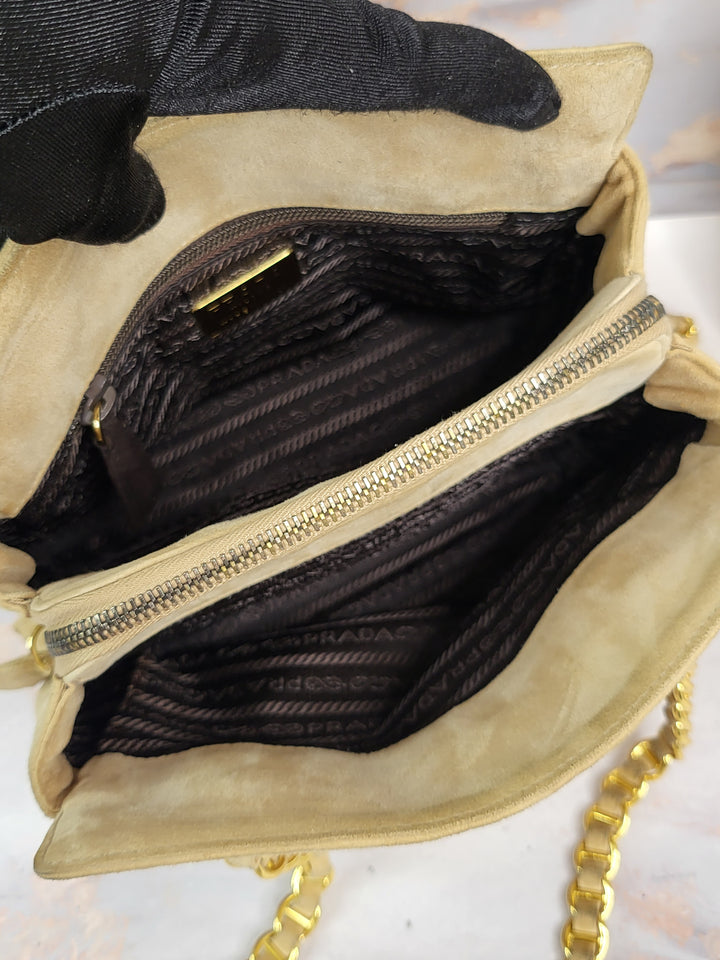 Prada Vintage Suede Camoscio Chain Bag