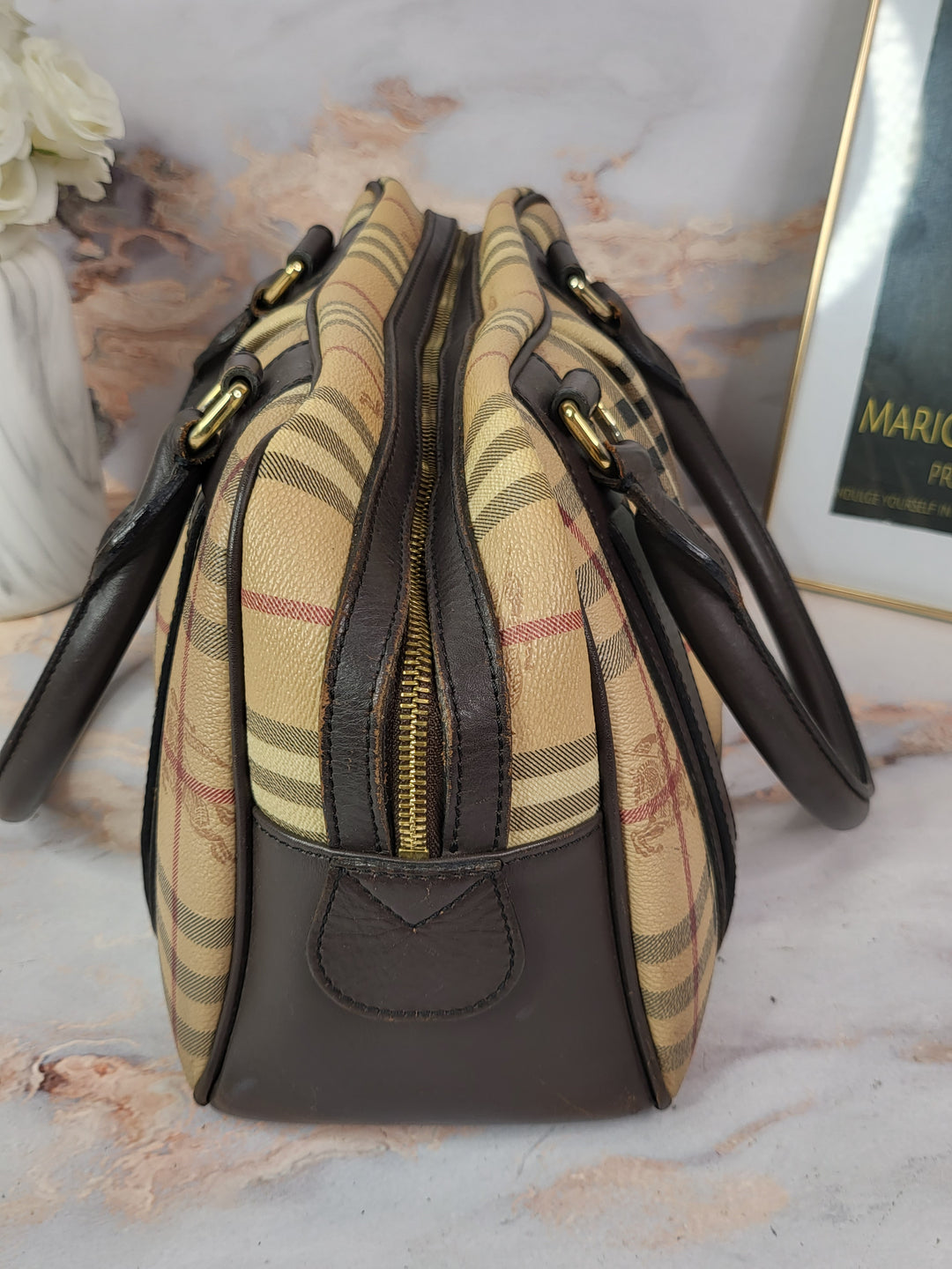 Burberry Haymarket Boston Bag