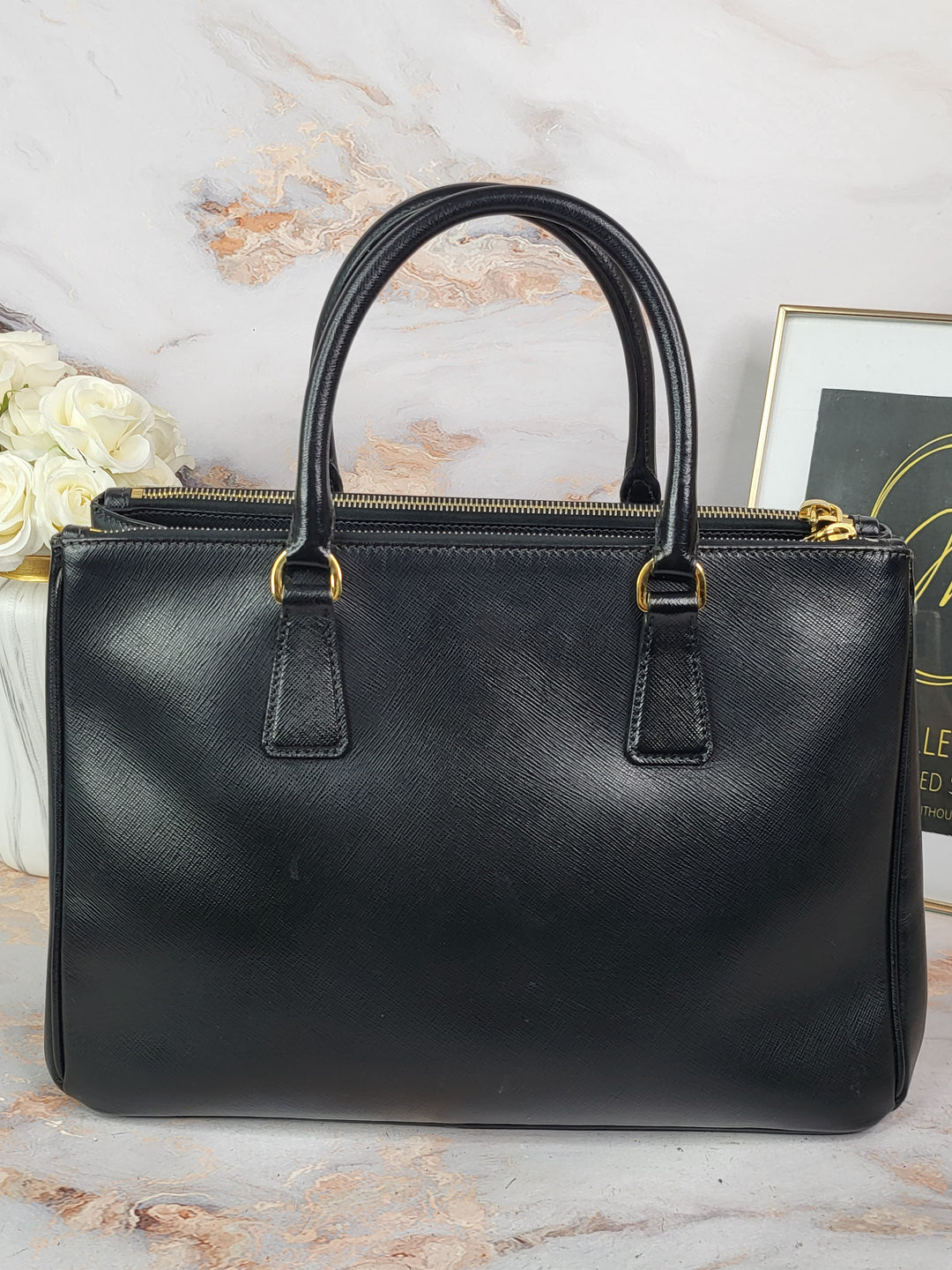 Prada Saffiano Two Zip Large Galleria Tote Bag