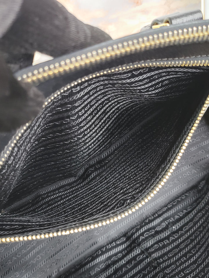 Prada Saffiano Two Zip Large Galleria Tote Bag