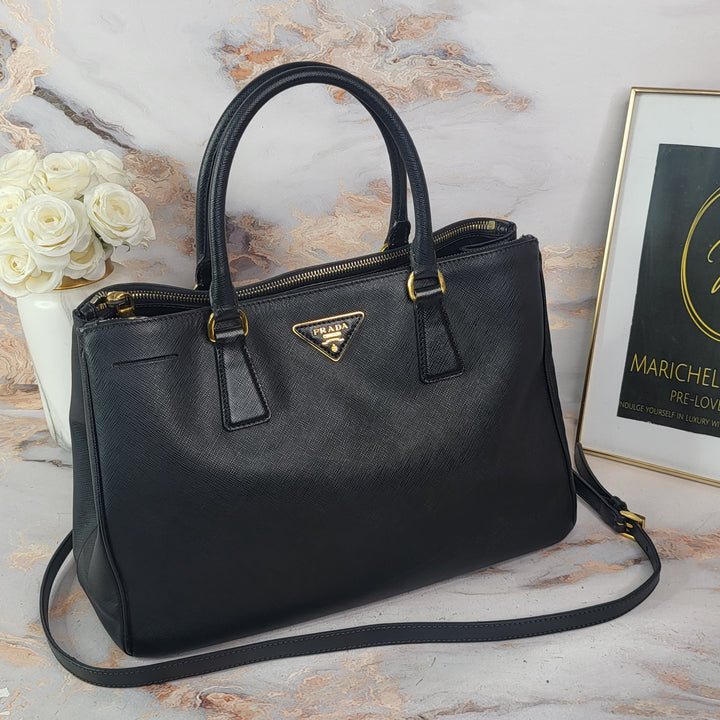 Prada Saffiano Two Zip Lux Tote Bag Large