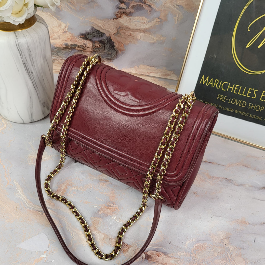 Tory Burch Maroon Fleming Bag