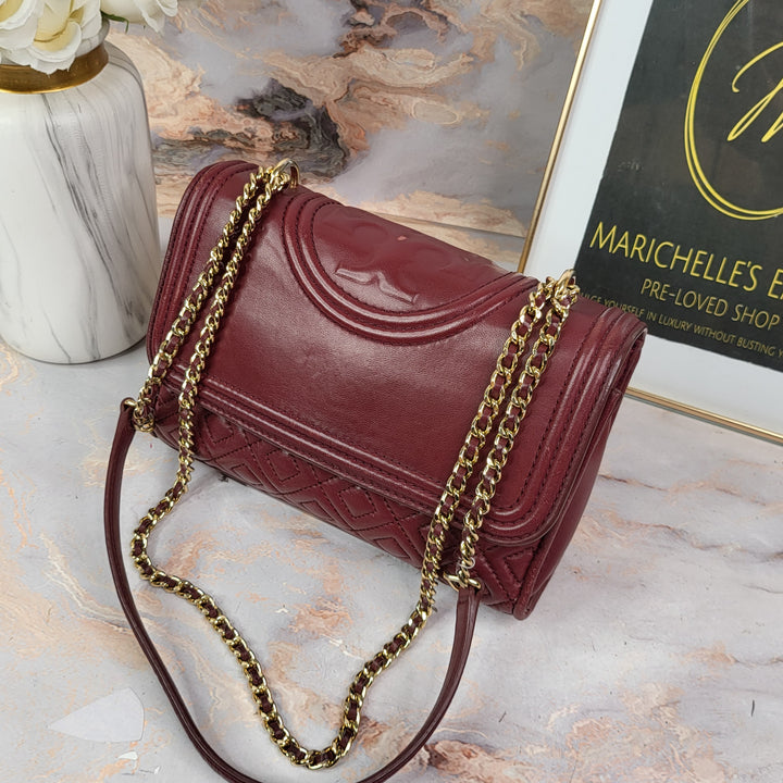 Tory Burch Maroon Fleming Bag