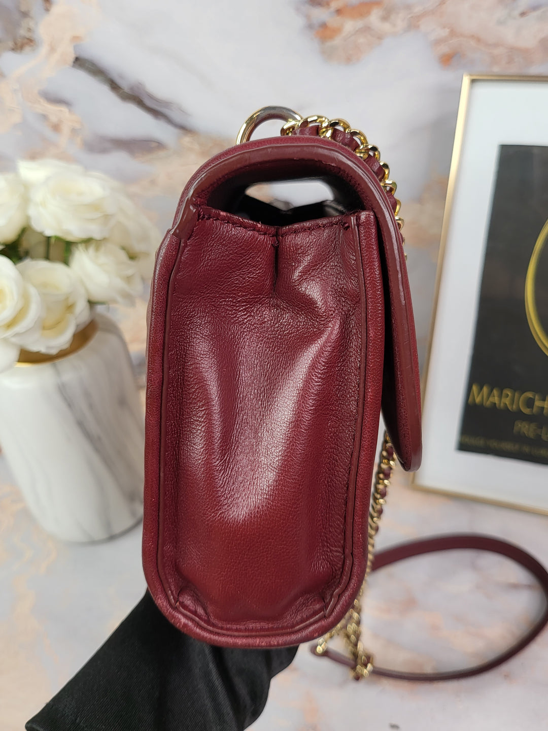 Tory Burch Maroon Fleming Bag