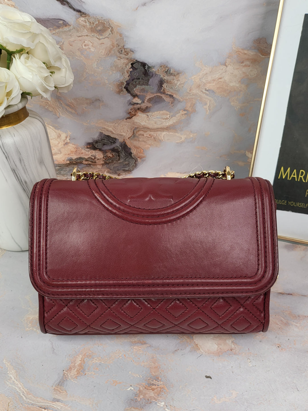 Tory Burch Maroon Fleming Bag