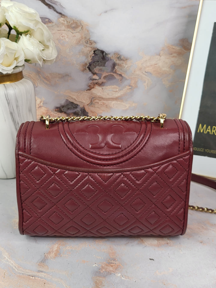 Tory Burch Maroon Fleming Bag