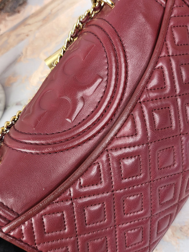 Tory Burch Maroon Fleming Bag