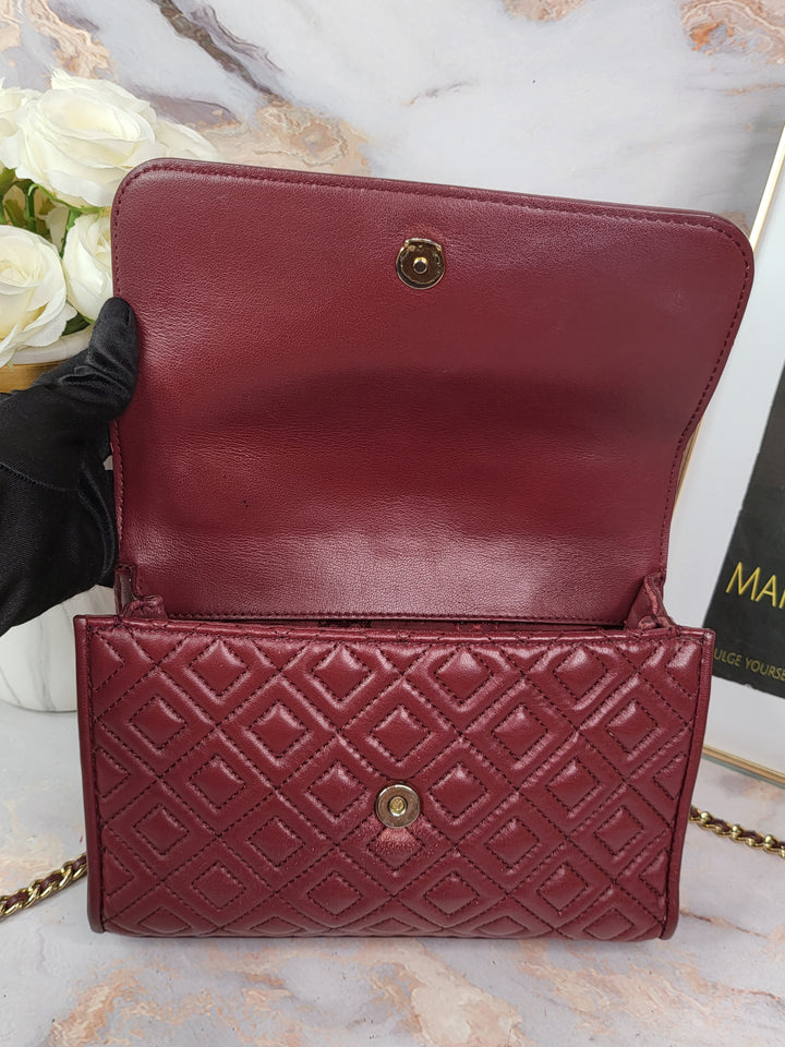 Tory Burch Maroon Fleming Bag