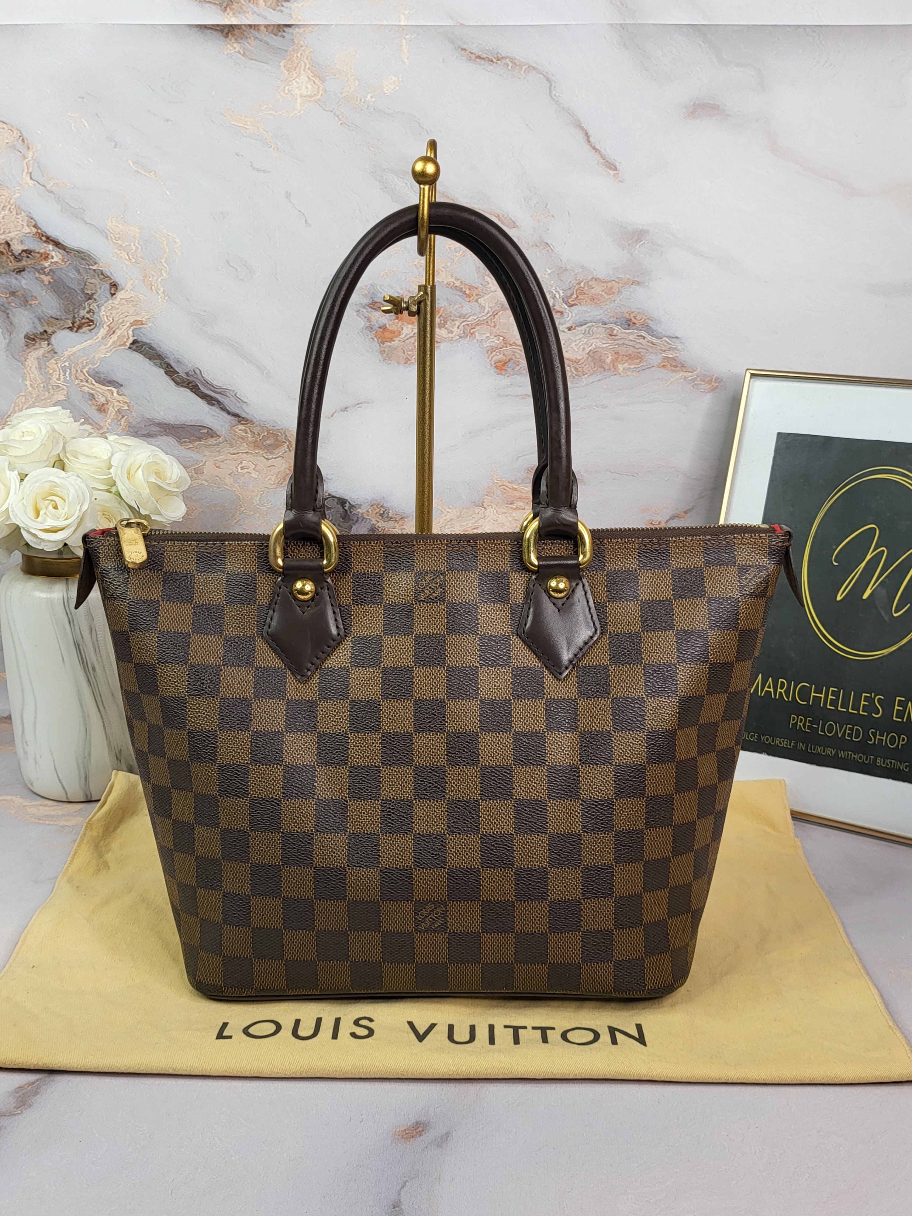 Louis Vuitton LV Damier Azur Saleya MM Monogram Logo GHW Shopper