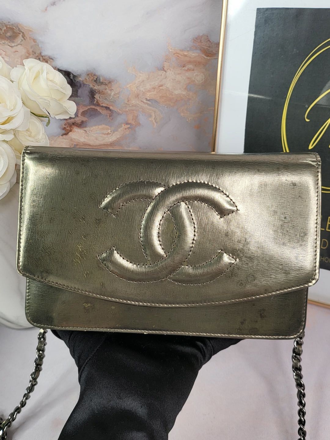Chanel Metallic Wallet On Chain