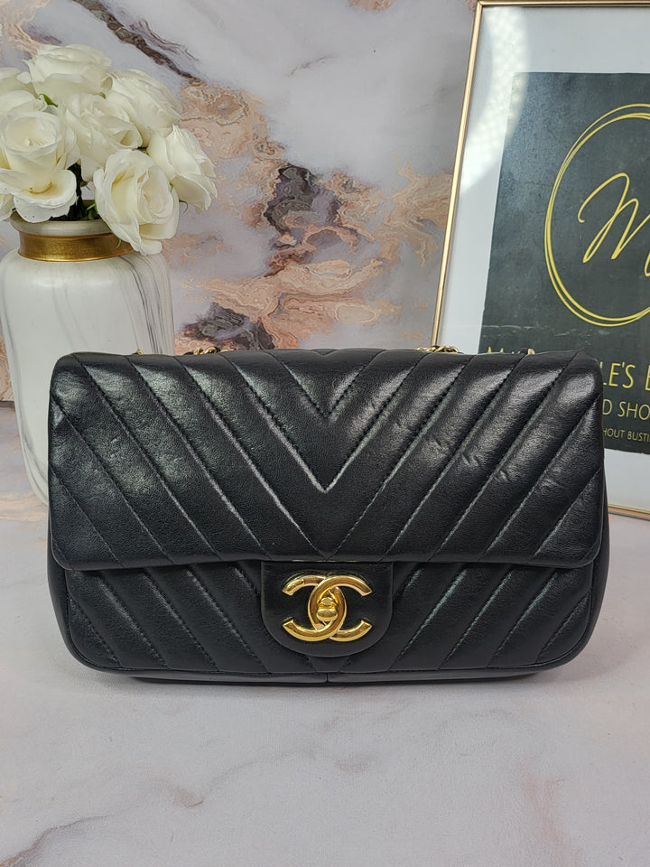 Chanel Lambskin Chevron Single Flap