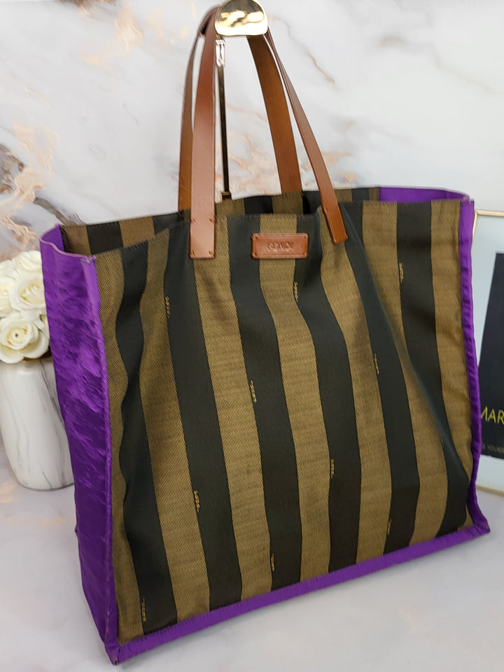 Fendi Pequin Shopping Tote Bag