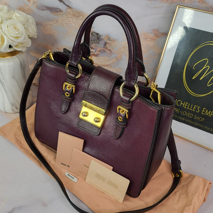 MIU MIU MADRAS EXECUTIVE TOTE