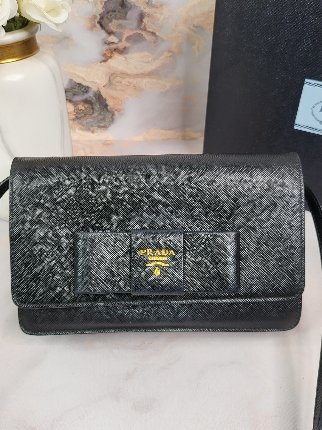 Prada Saffiano Bow Crossbody Bag