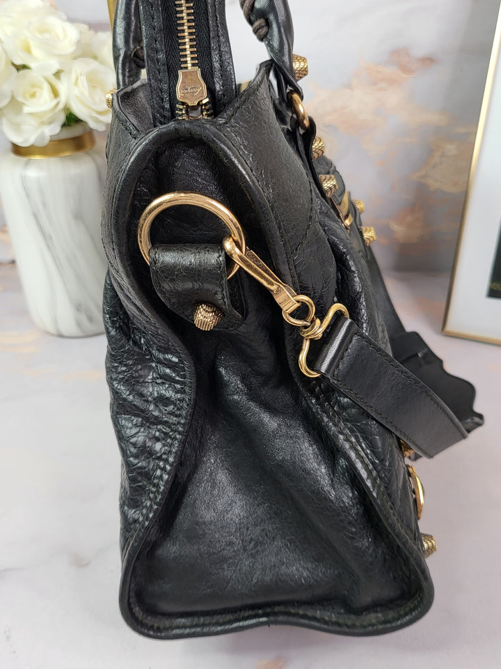 BALENCIAGA CALFSKIN CITY GIANT STUD BAG