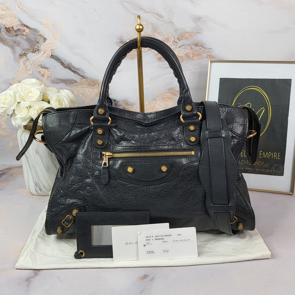 BALENCIAGA CALFSKIN CITY GIANT STUD BAG Marichelle s Empire