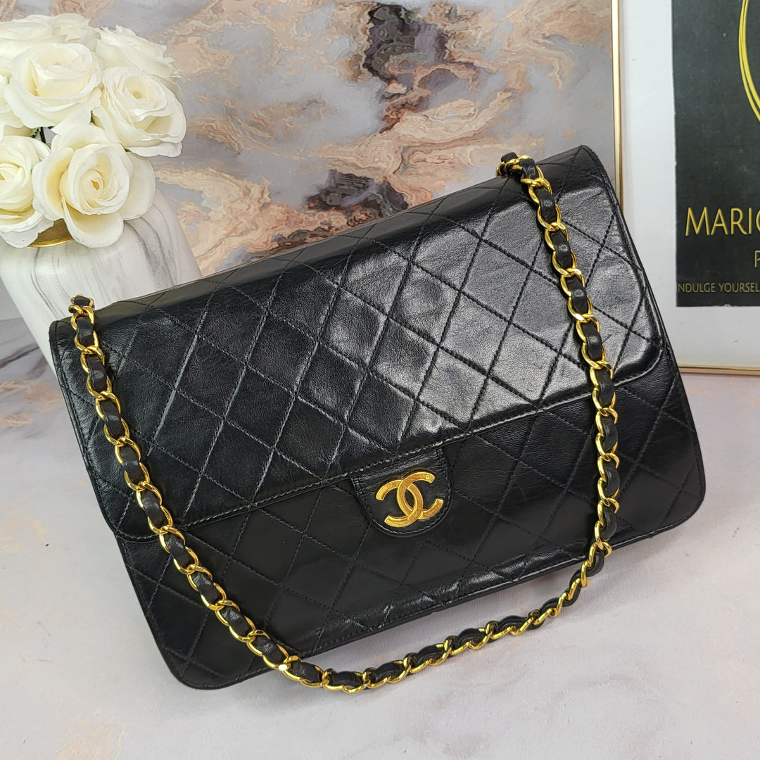 Chanel Lambskin Vintage 24k Goldplate Flap