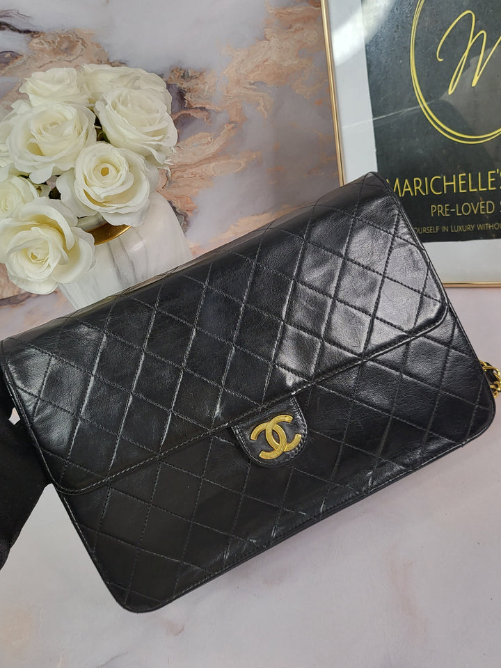 Chanel Lambskin Vintage 24k Goldplate Flap