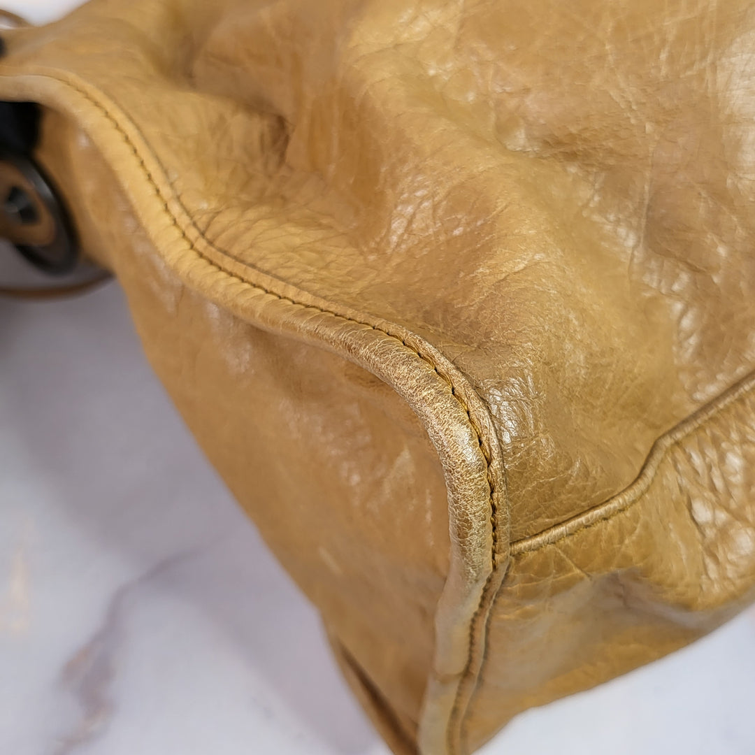 Balenciaga Distressed Leather Town Bag Caramel