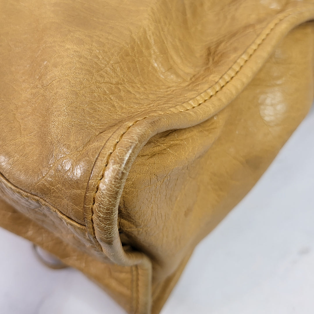 Balenciaga Distressed Leather Town Bag Caramel