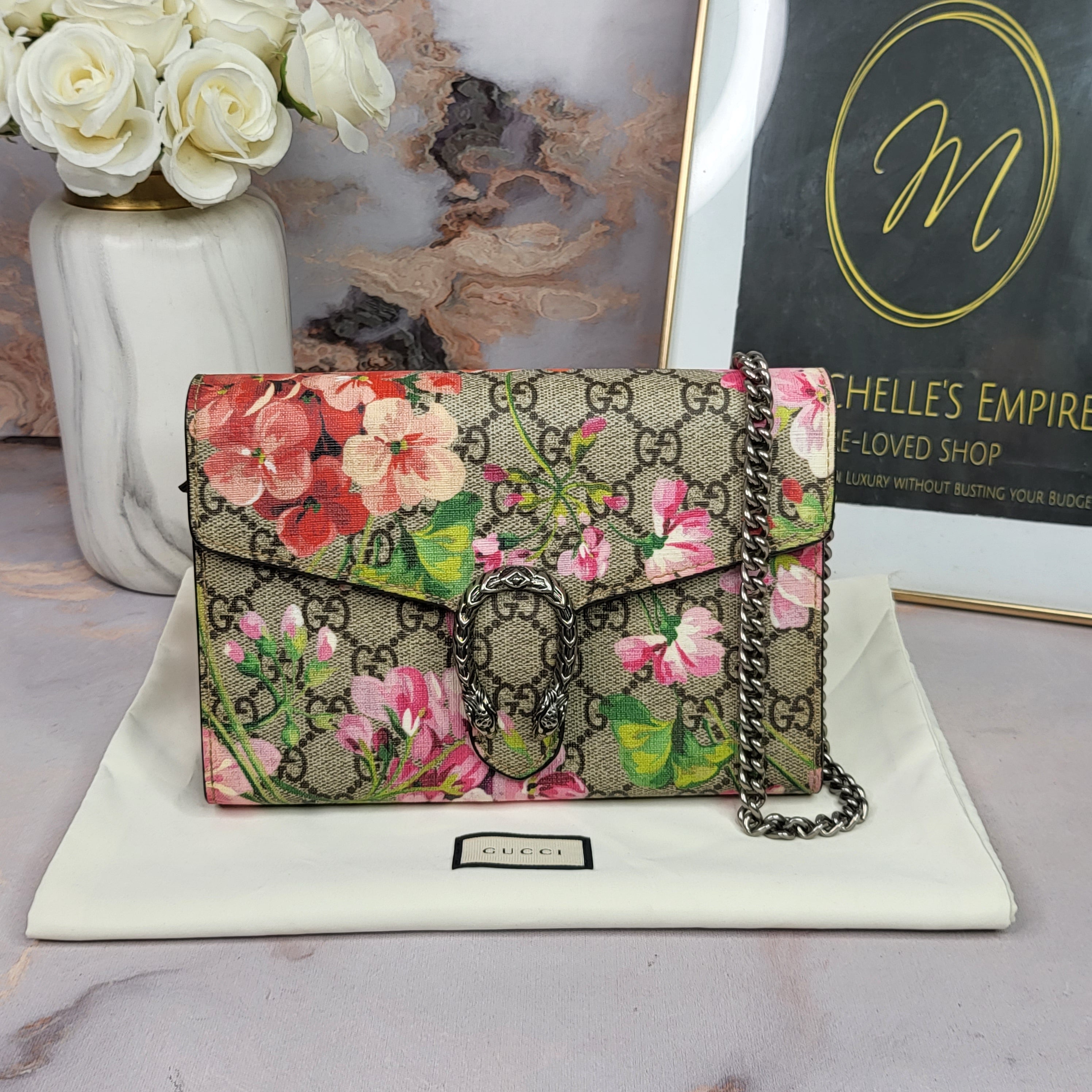 gucci floral chain bag