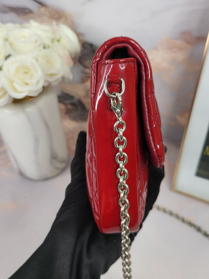 Christian Dior Patent Cannage Wallet On Chain