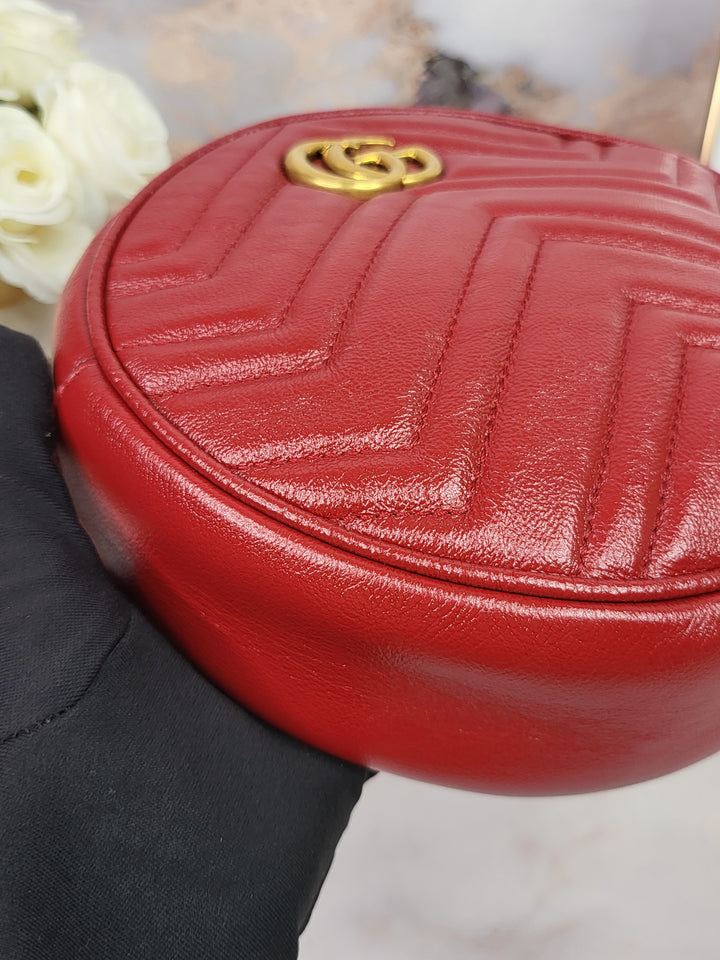 Gucci Marmont Round Red Crossbody