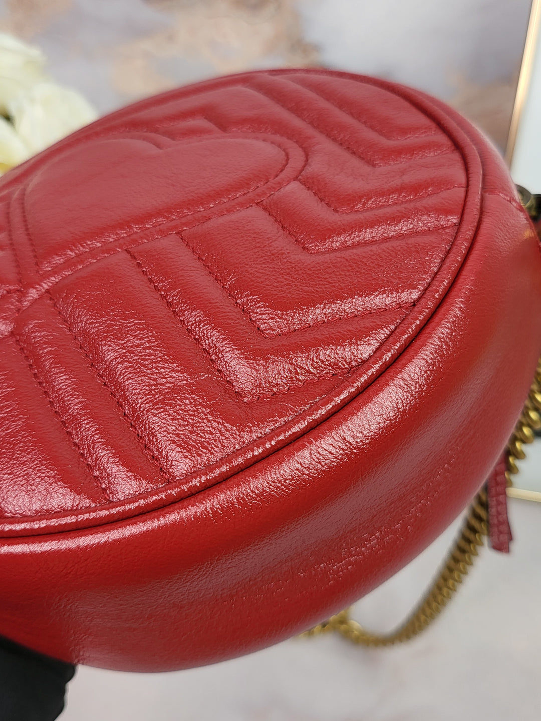 Gucci Marmont Round Red Crossbody
