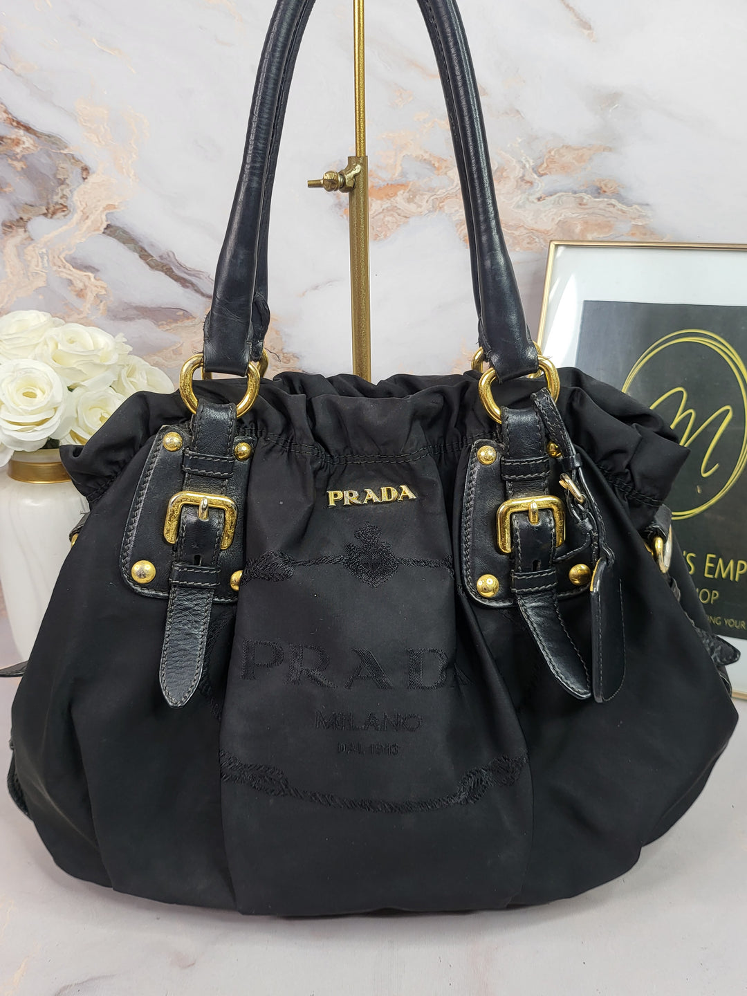 Prada Nylon Jacquard Tote Bag