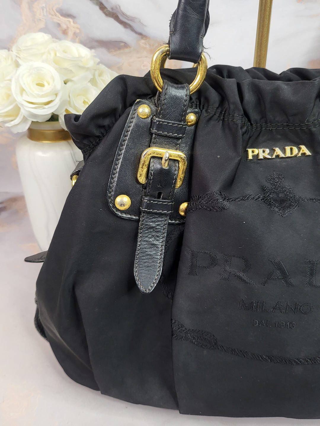 Prada Nylon Jacquard Tote Bag