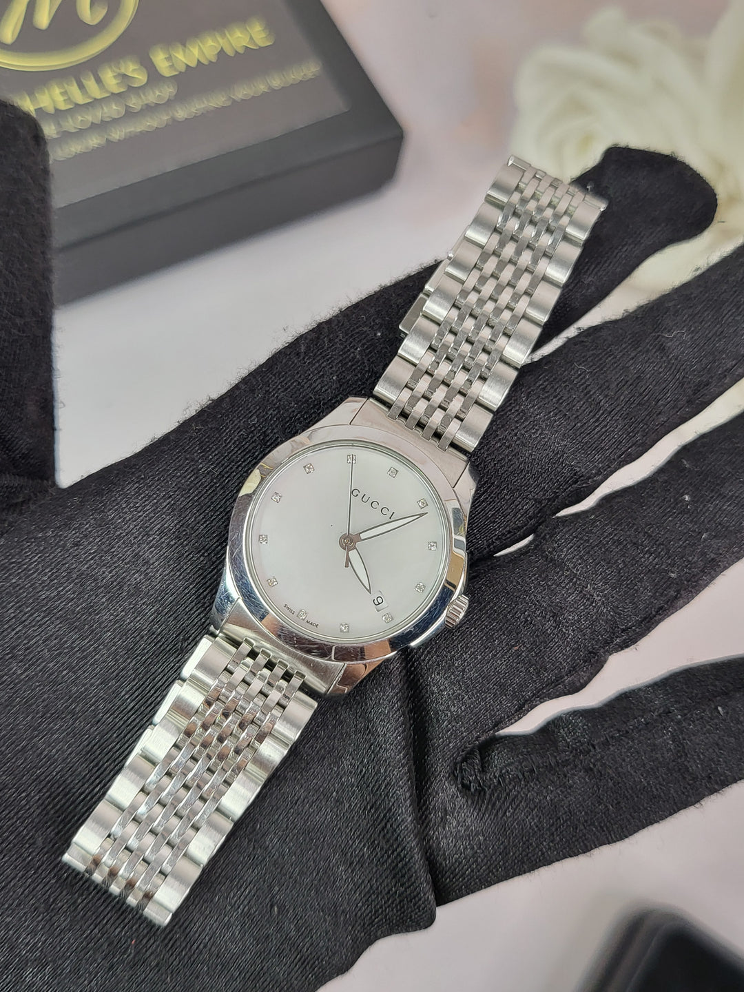 Gucci G-Timeless Sapphire Diamonds Silver Watch