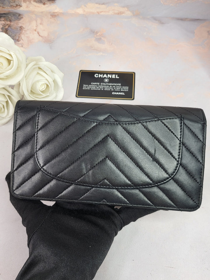 Chanel Lambskin Chevron Wallet