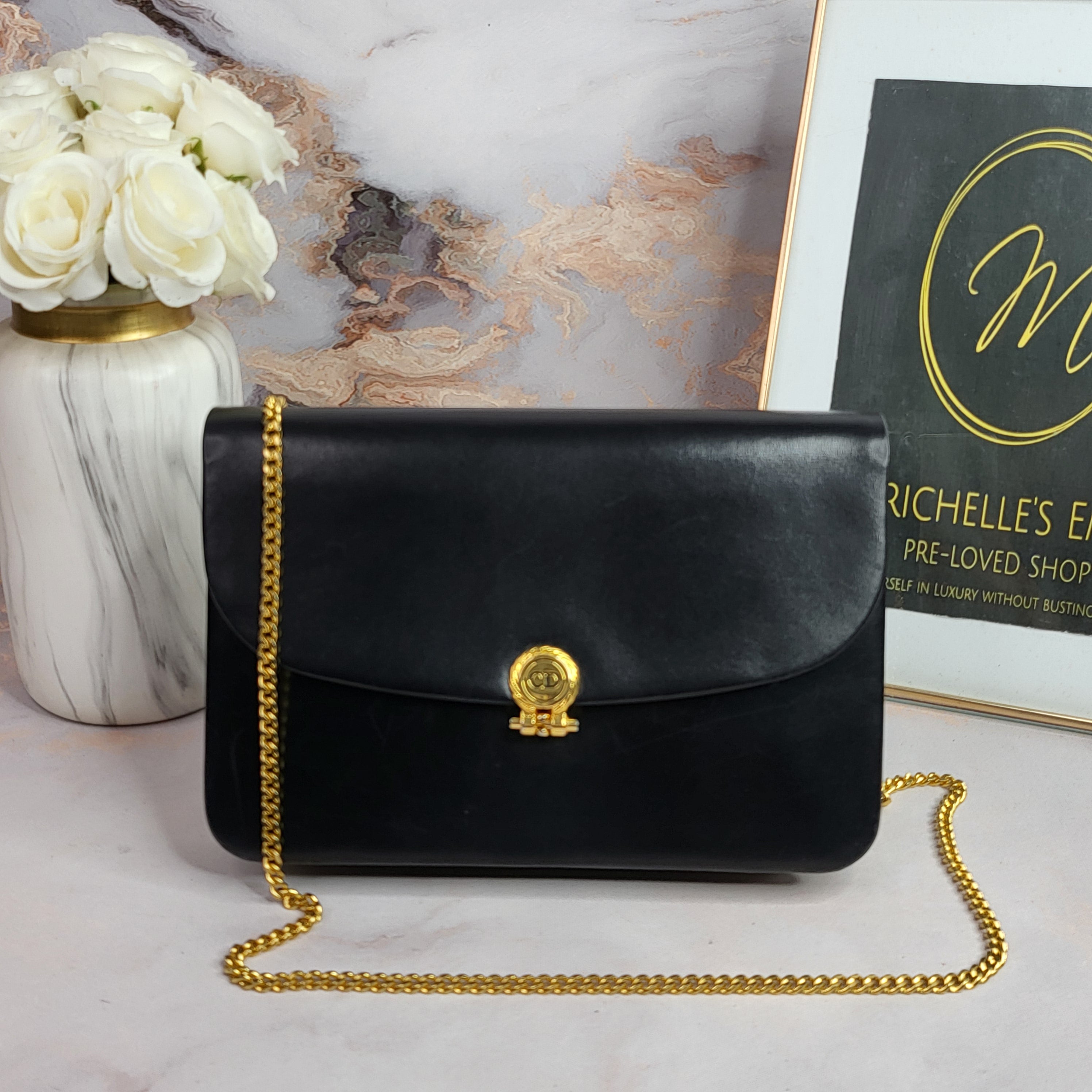 Christian Dior Vintage Smooth Leather Chain Bag