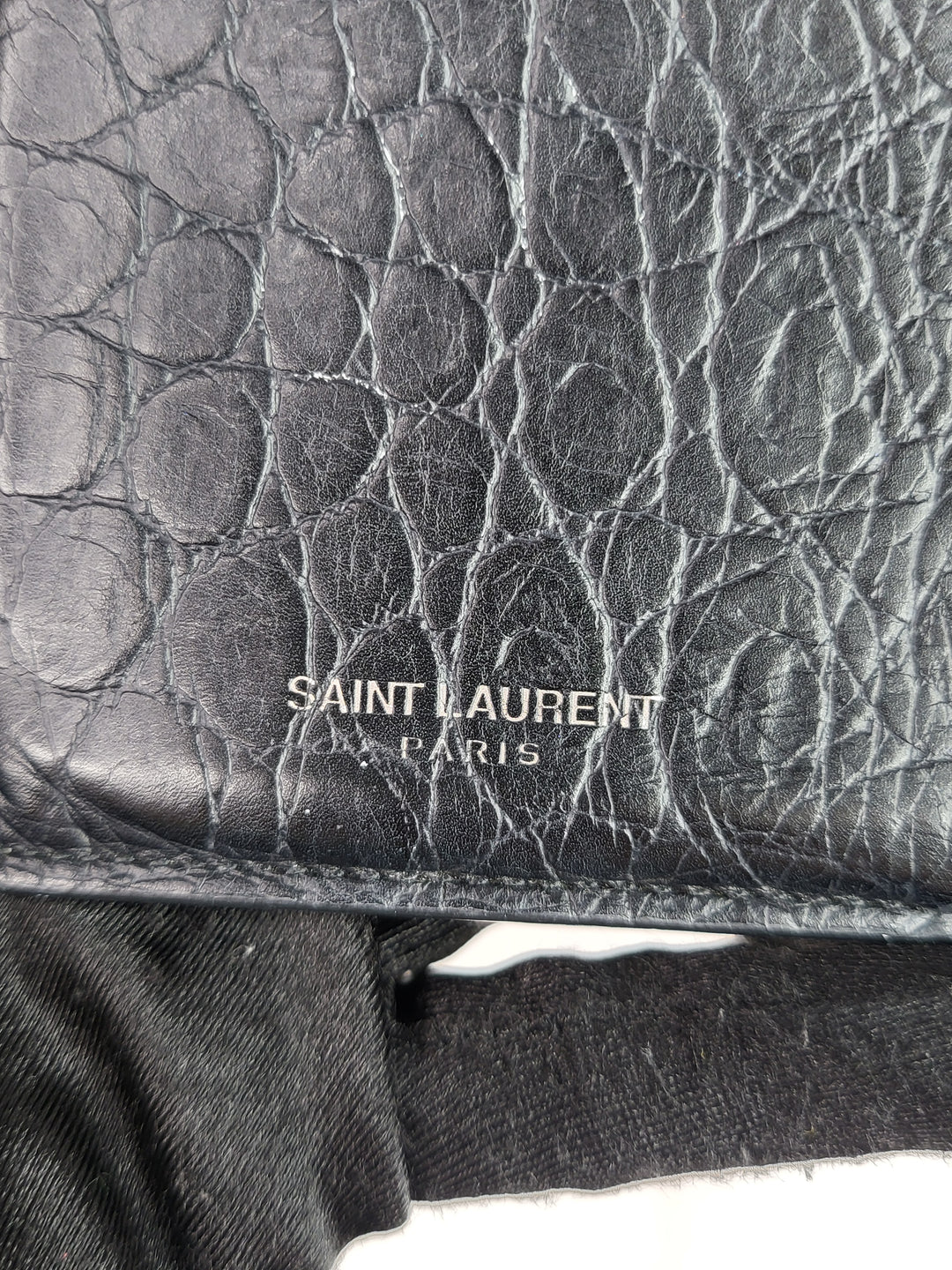 Saint Laurent Croc Leather Card Holder