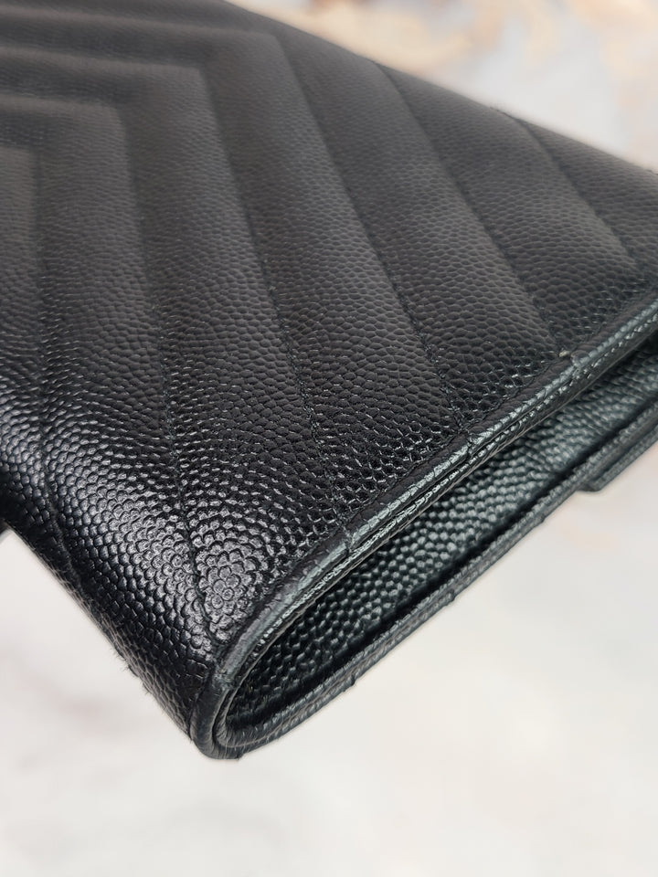 Saint Laurent Grained Black Cassandre Wallet