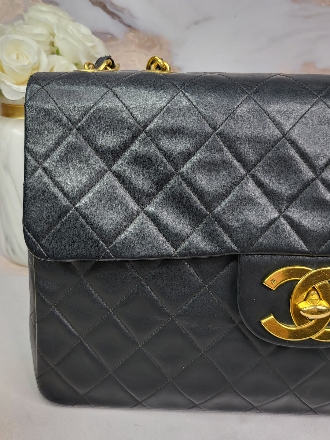 Chanel Lambskin Vintage 24k Gold Maxi Flap