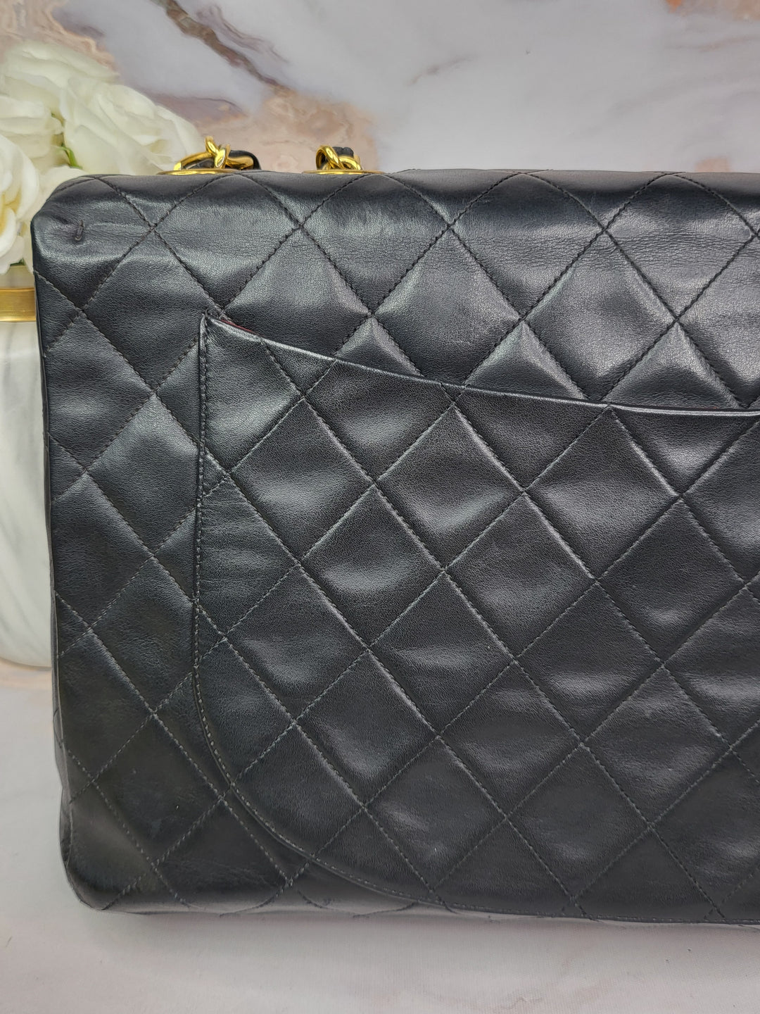 Chanel Lambskin Vintage 24k Gold Maxi Flap