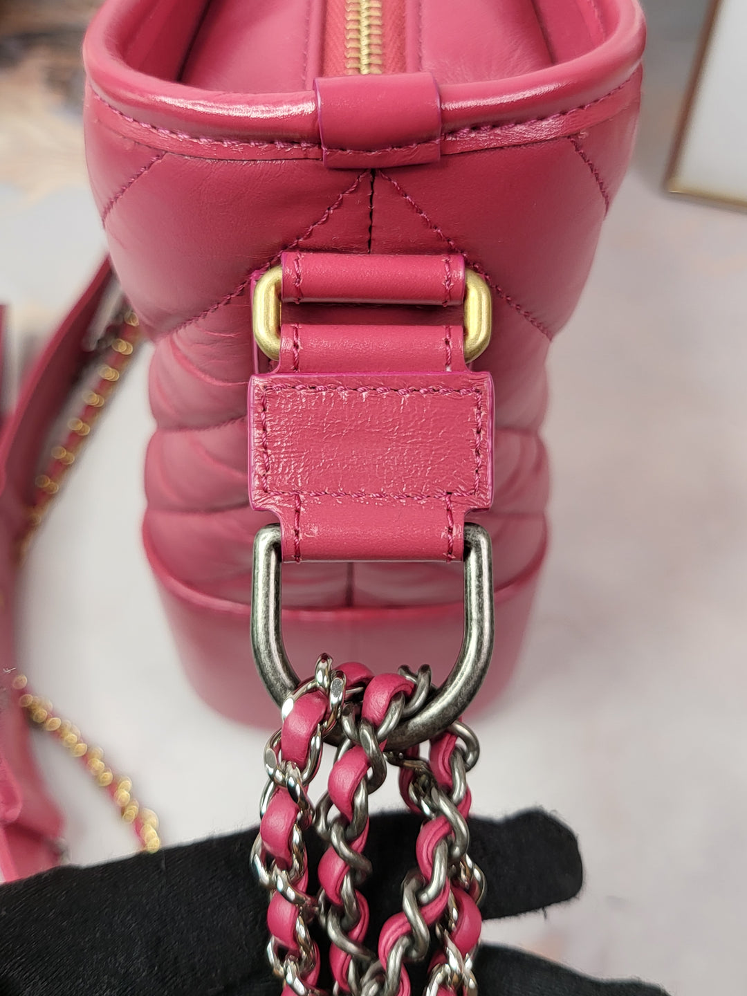 Chanel Calfskin Chevron Quilted Medium Gabrielle