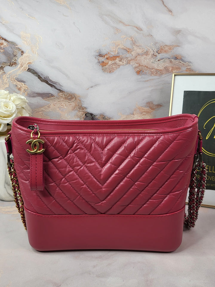 Chanel Calfskin Chevron Quilted Medium Gabrielle