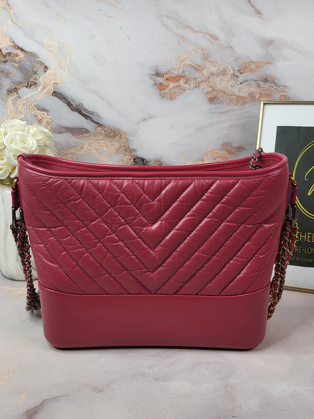 Chanel Calfskin Chevron Quilted Medium Gabrielle