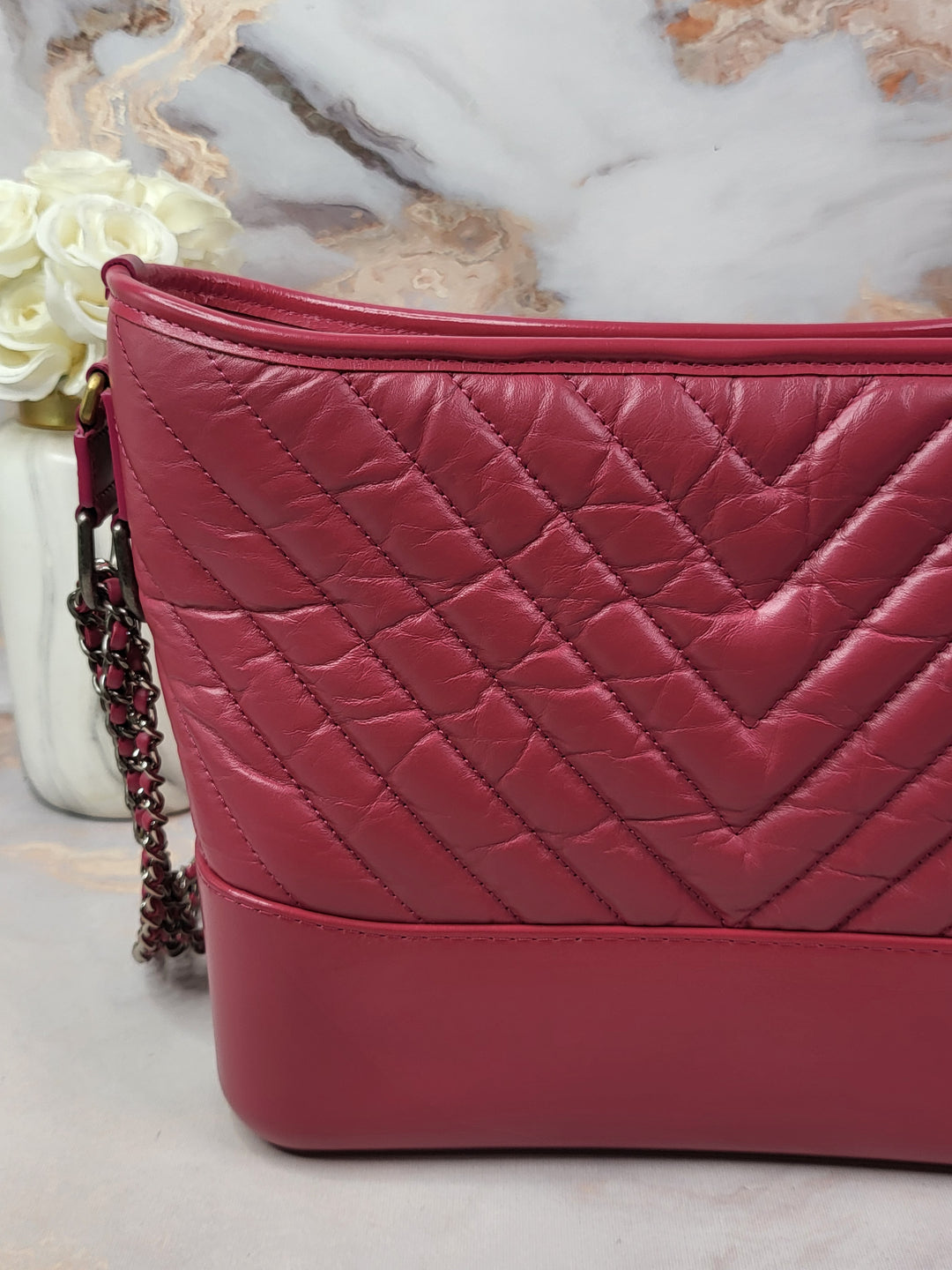 Chanel Calfskin Chevron Quilted Medium Gabrielle