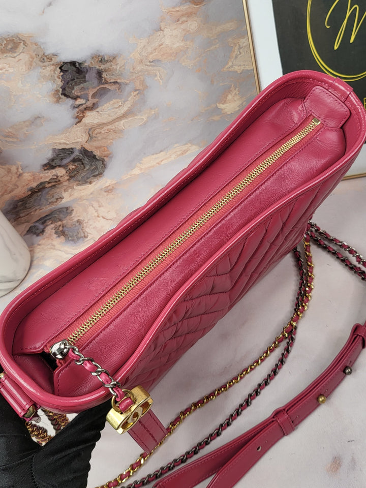 Chanel Calfskin Chevron Quilted Medium Gabrielle